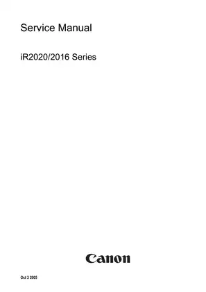 Canon imageRUNNER IR2016-IR2020 copier service manual Preview image 1