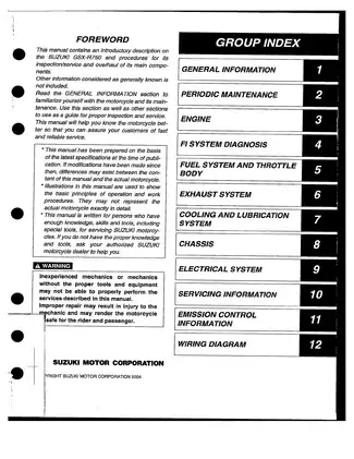 2004-2005 Suzuki GSX-R750 manual Preview image 2