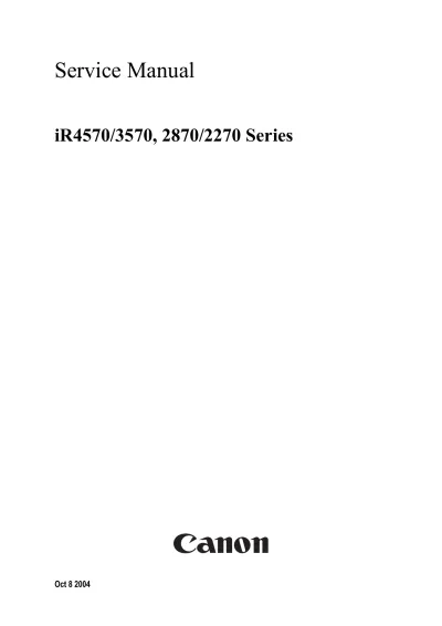 Preview: 2004 Canon iR2270/iR2870/iR3570/iR4570 Factory Service Manual