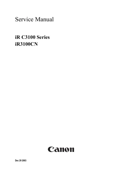 Preview: Canon iR C3100CN OEM Service Manual 2003