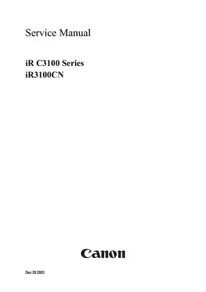 Canon IR C3100 Series Service Manual - A Complete Guide
