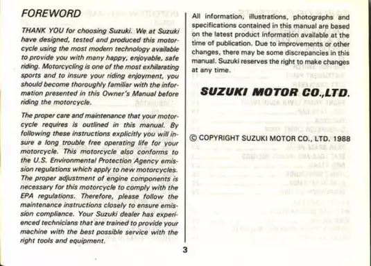 Suzuki GSX-R1100 Owner's Manual - Ultimate Guide to Safety and Maintenance Preview image 4
