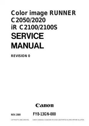 Canon Color image Runner C2020, C2050, IRC2100 copier service manual