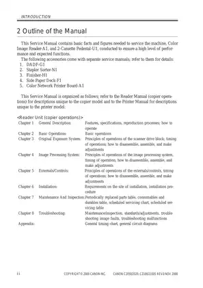 Canon Color ImageRUNNER C2050/2020 & C2100/2100S Service Manual Preview image 4