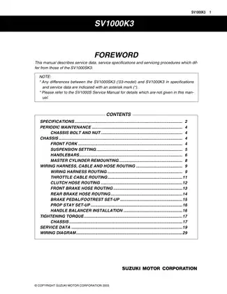 2003-2004 Suzuki SV1000S service manual Preview image 2