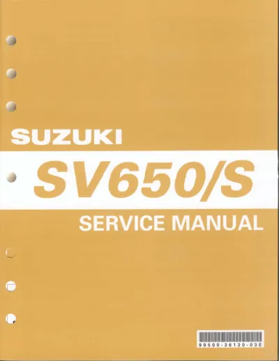 Preview: 2003 Suzuki SV650/SV650S Service Manual (P/N 99500-36120-03E)