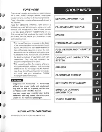 Suzuki SV650/S 2003 Service Manual - Complete Guide to Maintenance and Repair Preview image 3