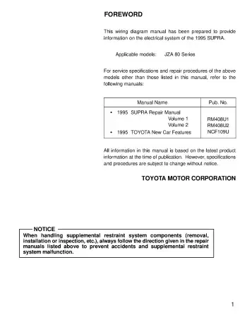 Preview: 1993–1999 Toyota Supra Shop Manual (P/N RM408U1, RM408U2, RM1022E)