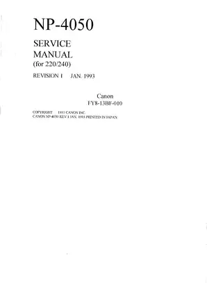 Canon NP-4050 Service Manual - Comprehensive Guide for Efficient Operation