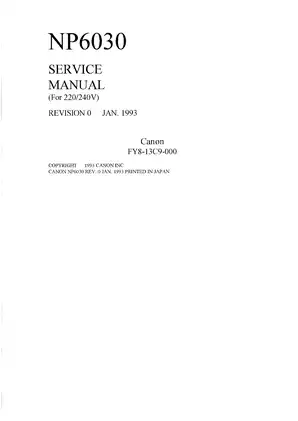 Canon NP6030 Service Manual - Comprehensive Guide for Efficient Operation