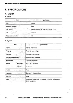 Canon NP6030 copier service manual Preview image 3