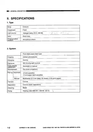 Canon NP6050 copier service manual Preview image 2