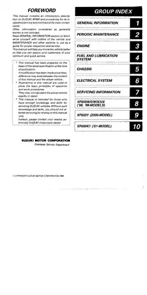 Suzuki XF650 Freewind Service Manual - Comprehensive Guide for Maintenance and Repair Preview image 2