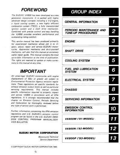 Preview: 1990–1993 Suzuki VX800 Workshop Repair Manual OEM