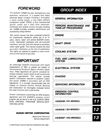 Suzuki VX800 Motorcycle Service Manual (1991-1993)