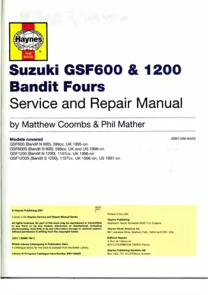 1995-2001 Suzuki GSF600S Bandit GSF600 service & repair manual Preview image 2