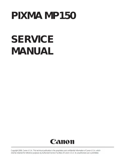 Preview: 2006 Canon PIXMA MP150 Ink Jet Printer Factory Service Manual (P/N QY5-0149)
