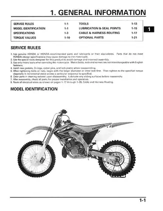 Honda CR250R Service Manual (2002-2004) - Expert Maintenance & Repair Guide Preview image 5