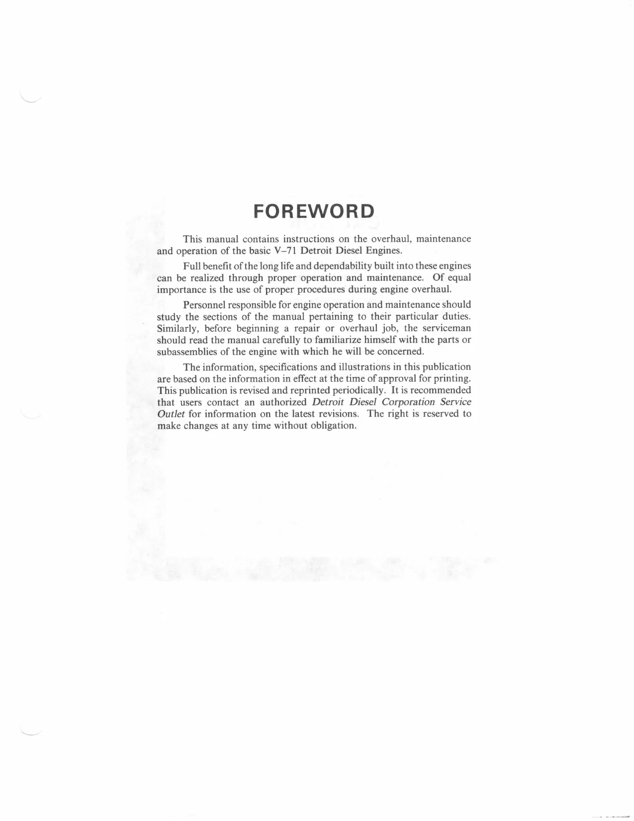 Detroit diesel engine V-71 series service manual Preview image 2