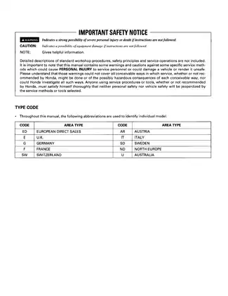 1996-1999 Honda CBR900RR, CBR 900, FireBlade manual Preview image 2