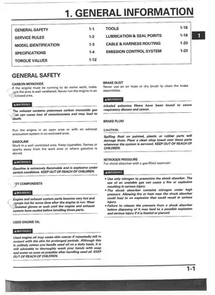 Honda Comprehensive Honda Motorcycle Service Manual (2000) manual preview page 5 - thumbnail
