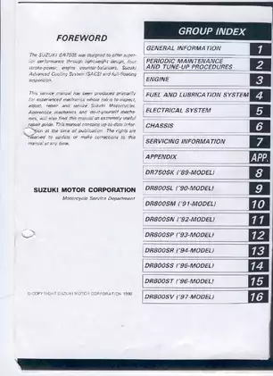 Suzuki DR750S Motorcycle Service Manual (1988-1997) Preview image 2