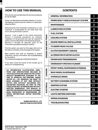 1998-2000 Honda XL1000V Varadero, XL1000 parts catalog, service manual Preview image 2