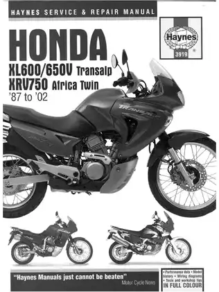 1987-2002 Honda Africa Twin XRV 750 Transalp XL 600 650 service and shop manual