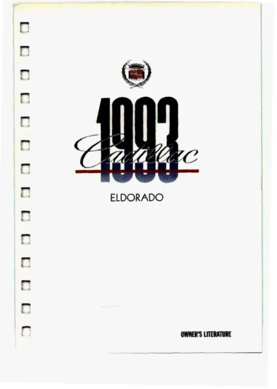 Preview: 1993 Cadillac Eldorado 4.6L/4.9L V8 Owner's Manual (P/N 3532633)