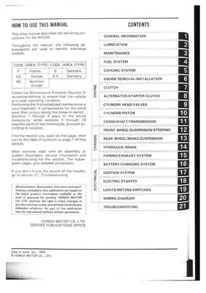 1988-1993 Honda NX250 repair, service and shop manual Preview image 2