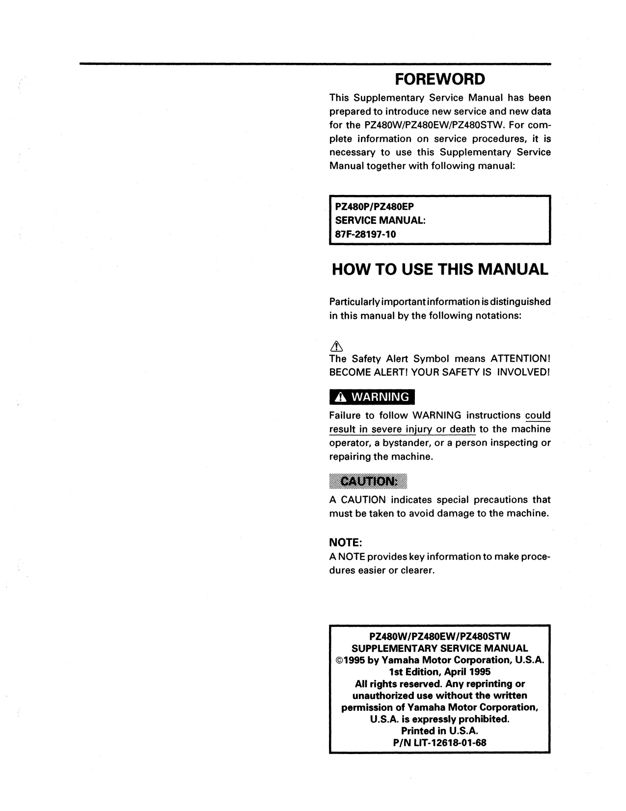 1990-1998 Yamaha PZ480 Phazer snowmobile service and shop manual Preview image 3