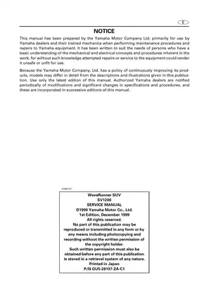 2000-2004 Yamaha SUV SV1200 Waverunner service manual Preview image 2
