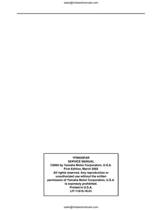 Yamaha 2003 Kodiak 450 Service Manual - Comprehensive Repair Guide Preview image 2