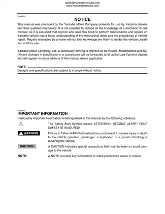Yamaha Rhino 450 Service Manual (2006-2008) Preview image 2