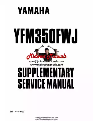 Yamaha YFM350FWJ Supplementary Service Manual - Expert Maintenance and Repair Guide manual page 2 preview Yamaha Yamaha YFM350FWJ Supplementary Service Manual - Expert Maintenance and Repair Guide manual preview page 2 - thumbnail