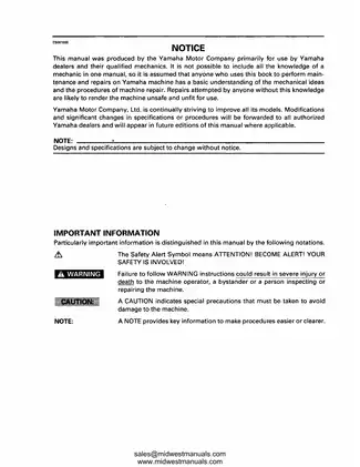 Yamaha YFM350FWJ Supplementary Service Manual - Expert Maintenance and Repair Guide manual page 4 preview Yamaha Yamaha YFM350FWJ Supplementary Service Manual - Expert Maintenance and Repair Guide manual preview page 4 - thumbnail