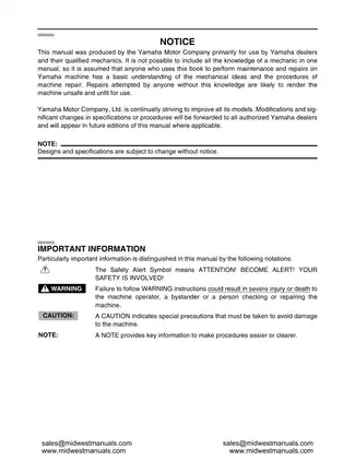 Yamaha YFM250BT 2005 Supplementary Service Manual - Complete Repair Guide Preview image 3