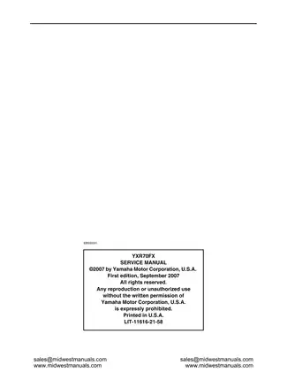 2008 Yamaha YXR/OFX Service Manual – Complete Maintenance & Repair Guide Preview image 2