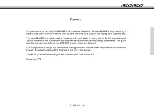 GASGAS FSE 400, FSE 450 off-road motorcycle service manual Preview image 2