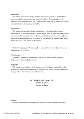 Canon iR8500/7200 Service Manual - Comprehensive Guide for Professionals Preview image 2