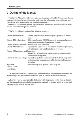 Canon IR7200/IR8500 copier service manual Preview image 4