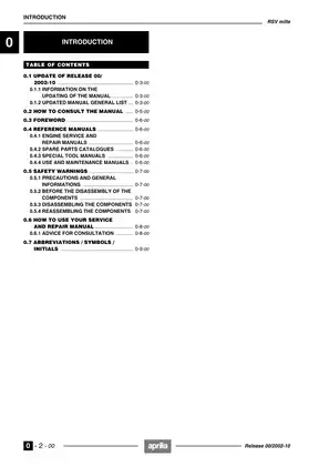 Aprilia RSV Mille Workshop Manual (2002 Release) Preview image 3