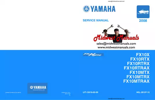 2008 Yamaha FX Nytro series snowmobile service, repair and shop manual Preview image 1