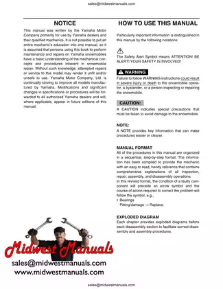 Yamaha Snowmobile Maintenance and Service Manual Preview image 3