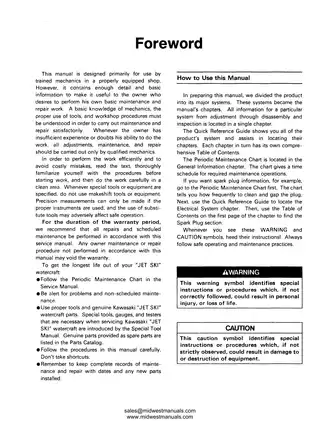 Kawasaki Jet Ski 900 ZXi/750 ZXi Service Manual (1995-2004) Preview image 5