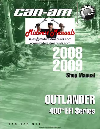 2008-2009 Can-Am Outlander 400 EFI series ATV shop manual Preview image 1