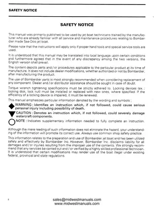 1995 Bombardier Sea-Doo Jet Boat Shop Manual - Comprehensive Guide for Maintenance and Repairs Preview image 4