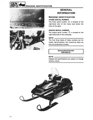 1987-1990 Yamaha Exciter 570, EX570 snowmobile service manual Preview image 3