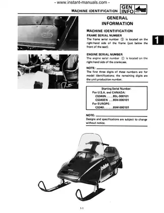 1989-1999 Yamaha Ovation CS340, Ovation CS340E snowmobile service repair manual Preview image 4