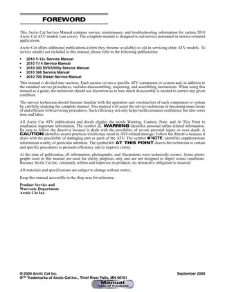 2010 Arctic Cat ATV Service Manual - Comprehensive Maintenance Guide